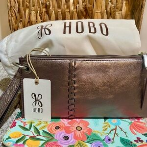 HOBO Metallic Bronze Wristlet Clutch